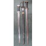 Three various swords - One sword is a 1796 Pattern Infantry Officer's Spadroon (with modern