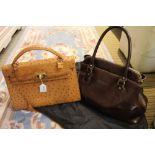 Are two designer handbags one by Vera Pele plain leather, the other ostrich skin imitation Hermes