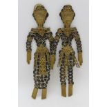 Two Balinese cash coin figures, these 'Prosperity or Wedding dolls', are made from Chinese coins