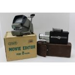 A 'Denhill Zoom 8 SE' 8mm Cine camera, cased, together with an ERNO movie editor for 8mm (boxed)