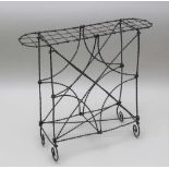 A Victorian wire work decorative plant stand, top 63cm x 15cm, 57cm high