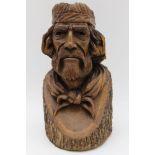 A 20th century Continental wood carving, bust of a bearded man, reminiscent of Guiseppe Maria