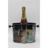 A 20th century silver plated champagne cooler, probably from a cruise liner, 17 x 22cm excluding