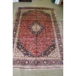 Kashan carpet, woven woollen geometric patterned, 445cm x 293cm
