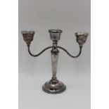 P H Vogal & Co A silver twin branch, three light candelabra, Birmingham 1976, 22.5cm high