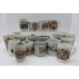 A collection of eighteen UK Royal commemorative ceramic mugs & beakers, mostly early 20th century