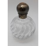 Sampson Mordan & Co A late Victorian silver mounted glass scent bottle of grenade form, London 1887,