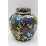 A 20th century Chinese cloisonne ginger jar & cover, multicolour all over floral decoration, 21cm