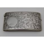 Lucas & Co An Edwardian silver visiting card case, curved shape, hinged cover, acanthus leaf