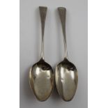 Hester Bateman, A pair of George III silver table / soup spoons, monogrammed, London 1788,