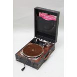 A 1930s portable wind-up gramophone, with 'Garrard' mechanism and '
