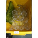 A crate containing domestic glassware various