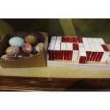 A selection of new jewellery boxes, together with a box containing specimen hard stone minerals, etc