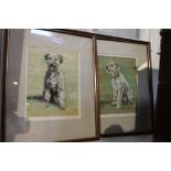 Elizabeth Sharpe 'Seated Terriers', a pair of pastel drawings, 24cm x 19cm, mounts inscribed,