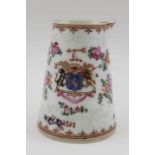 A possibly Samson of Paris porcelain copy of an 18th century Chinese Armorial conical jug