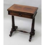 A 19th century rose wood swivel top card table