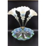 A late Victorian vaseling glass epergne
