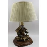 A 20th century table lamp, mounted with a Japanese satsuma ceramic figure