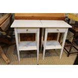 Pair of painted bedside lamp tables