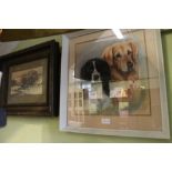Anthea Williams pastel portrait of two dogs dated 1985 together with an early 20th century study of