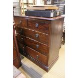 An Edwardian mahogany chest of five draws