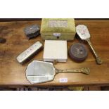 A selection of varied dressing table top items to include jewellery boxes.