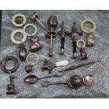 A box of vintage design metal babies rattles and teething rings