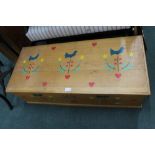 A stencilled soft wood box