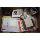 Box of pamphlets, buttons, etc