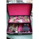 Jewellery selection to include bracelet, silver moon brooch, enamel brooch, etc