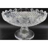 Waterford Crystal a large and impressive cut pedestal bowl on faceted stem and star cut base 19cm hi