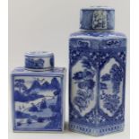Two late 20th century Chinese porcelain tea caddies