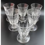 A set of six 19th century stemmed glasses, with slice cut bowls, 13cm high