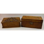 A carved wood table box, bearing the arms of Hamburg