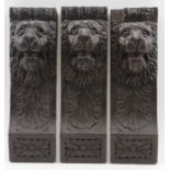 Three late 19th century carved oak lion mask mounts