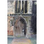 Follower of John Piper a mixed, media study of a church doorway titled "Saille Church" and signed D.