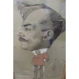 Marcel Pic a late 19th century military caricature of a standing gentleman in camp 46x30cm signed a