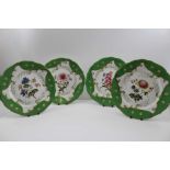 A set of four 19th century English porcelain dessert plates,