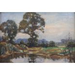 Early 20th century British school "Landscape with pond",