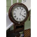 A 19th century rosewood drop dial clock, with inlaid Mother of Pearl