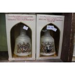 Two boxed Bell's whisky Royal Wedding decanters