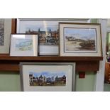 Darren Jones, A "paintim" of St. Ives Harbour, together with three colourful decorative prints