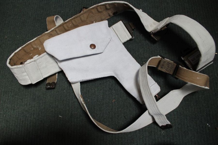 A WWII RAF "Blancoed" police holster & belt set