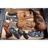 A box of carvings, and a gourd