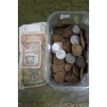 A selection of collectors coins and bank notes
