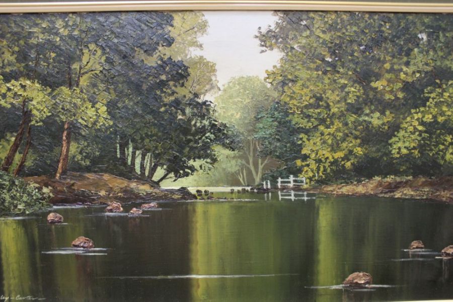 N. Bradley-Carter, Riverscape, oil on canvas, signed, in period frame - Image 2 of 3