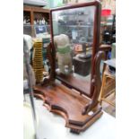 A late 19th century large sized mahogany dressing table top mirror