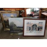 Two oil on canvas riverscapes, one gilt framed,