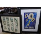 A framed Fred Astaire movie poster, together with a collection of twelve Birds of Prey prints