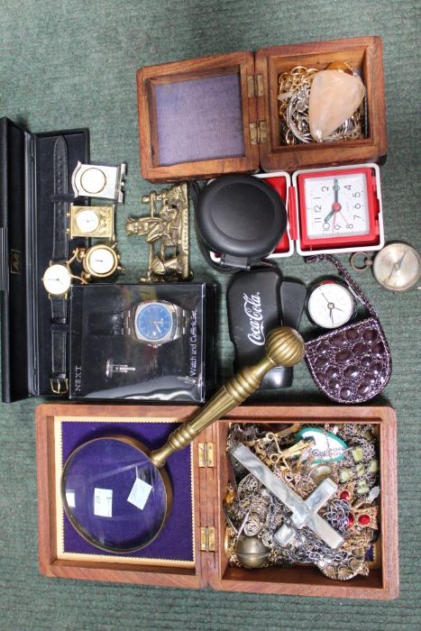 A box Containing costume jewellery and associated items